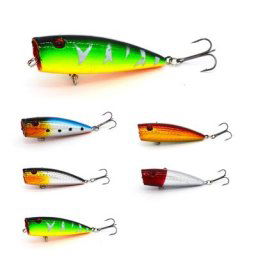 Leurre Flottant en Forme d'œil de Poisson 3D Appât Artificiel Pooper Deux Hameçons 6.5cm 9.1g