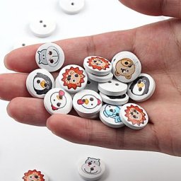 Lèvent Ronds en Bois à Motif d'Animaux de Dessin Animé Accessoires de Couture Grossière pour