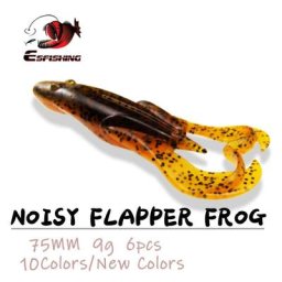 ESFISHING-Leurre de pêche en forme de grenouille appât Élen silicone souple 75mm 6 pièces
