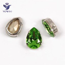 YANRUO – Strass en forme de goutte d'eau toutes tailles péridot couture en goutte d'eau cristaux