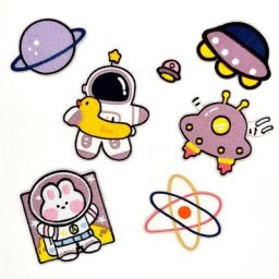 Patchs de cosmonaute ovni bandes de couture Badges auto-adhésifs de dessin animé autocollants