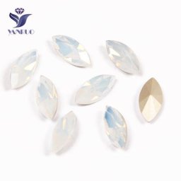 YANRUO – yeux de cheval de Navette opale blanche pierres cousues verre argent or Strass à