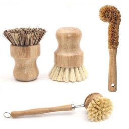 Ensemble de 4 brosses à récurer en bambou pour livres accessoires de cuisine pour le nettoyage de