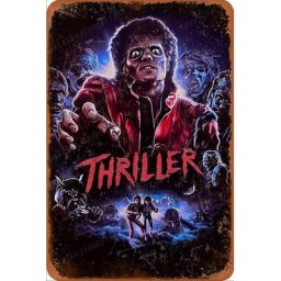 Plaque décorative vintage en métal Michael Jackson Thriller 18 panneaux affiche art rétro