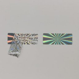 Étiquette de sécurité holographique ""Void"" pour bancs autocollant inviolable garantie laser 3D