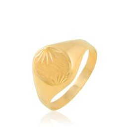 Chevalière Ovale Diamantee Soleil Or Jaune