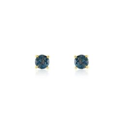 Boucles D'oreilles Puces Elea Or Jaune Topaze Bleu London