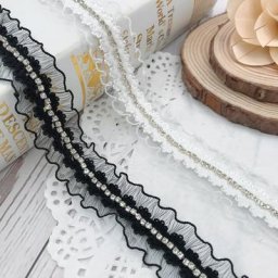 Ruban artificiel astique Plissé 3D en Strass de Dubaï 2.5cm de Large Garniture en Dentelle pour