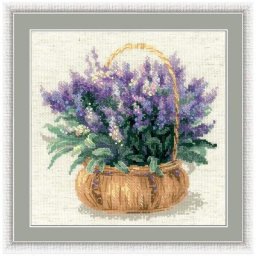 Tableau à broder « lavande dans panier », 25 x 25 cm
