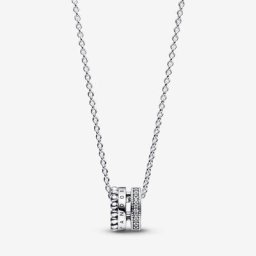 Pendentif&Collier Pavé&Motifs Perlés Signature
