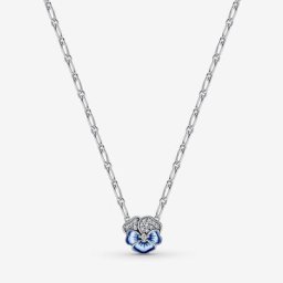 Collier avec Pendentif Pensée Bleue
