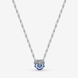 Collier avec Pendentif Pensée Bleue