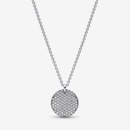 Collier Pendant Rond Pavé Timeless