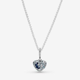 Collier Cœur Scintillant Lune Bleue&Étoiles
