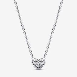 Collier Pendant Cœur Rayonnant&Pierre Flottante