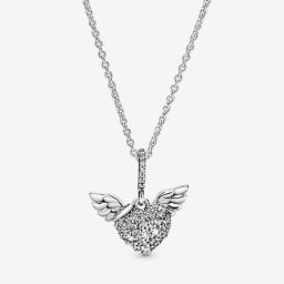 Collier Cœur Pavé et Ailes d'Ange