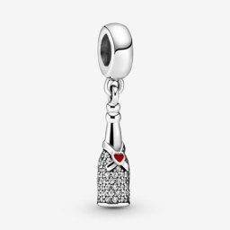 Charm Pendant Bouteille de Vin Scintillante