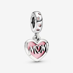 Charm Pendant Cœur Inscription Mum (Maman)