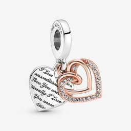 Charm Pendant Double Cœurs Entrelacés
