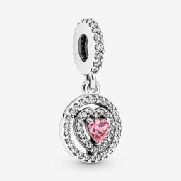 Charm Pendant Cœur Halo Double Scintillant