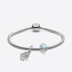 Bracelet Composé Main de Fatma et Verre de Murano