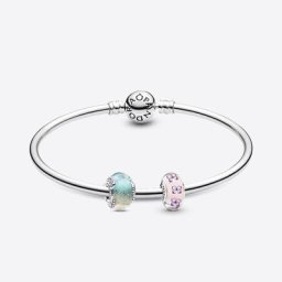 Bracelet Composé Verre de Murano Multicolore et Rose Papillon