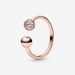 Bague Ouverte Perlée, Polie et Pavé