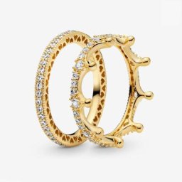 Ensemble de bagues empilables couronne de la reine étincelante