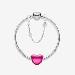 Le Bracelet Composé Cœur Rose Métallique et Marguerites