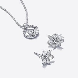 Ensemble Collier et Clous d'Oreilles Herbier Scintillant