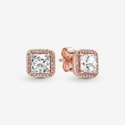 Clous d'Oreilles Halo Scintillant Carrés