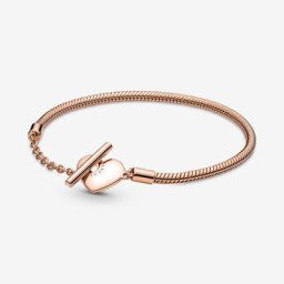 Bracelet Maille Serpent Barre en T Cœur Moments