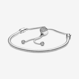 Bracelet Maille Serpent Fermoir Coulissant Cœur Pavé Moments