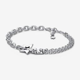 Bracelet Double Chaîne Étoile Filante
