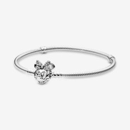 Bracelet Maille Serpent Fermoir Disney Moments Pavé Minnie