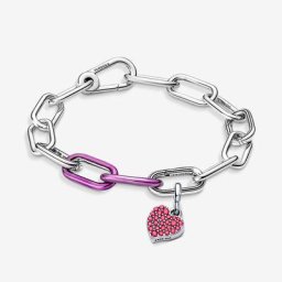 Coffret Cadeau Bracelet Love et double maillon violet ME