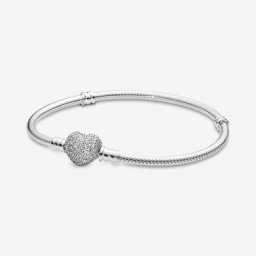Bracelet Maille Serpent Fermoir Cœur Scintillant Moments