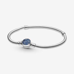 Bracelet Maille Serpent Fermoir Médaillon Bleu Scintillant Moments