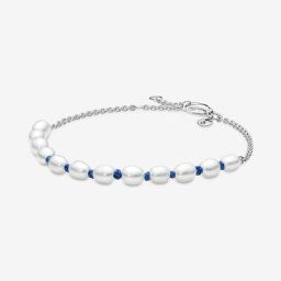 Bracelet Cordon Bleu Perles de Culture d'Eau Douce Traitées