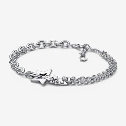 Bracelet Double Chaîne Étoile Filante