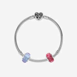 Bracelet Composé Verre de Murano Lavande et Rose
