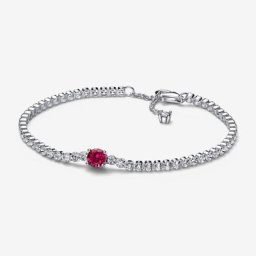 Bracelet Rivière Pavé Rond Scintillant Rouge