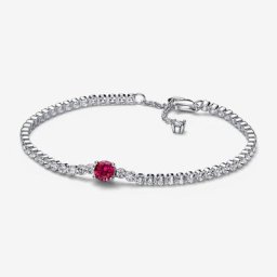 Bracelet Rivière Pavé Rond Scintillant Rouge