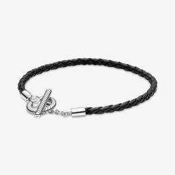 Bracelet fermoir T en Cuir Tressé Moments