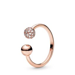 Bague Ouverte Perlée, Polie et Pavé