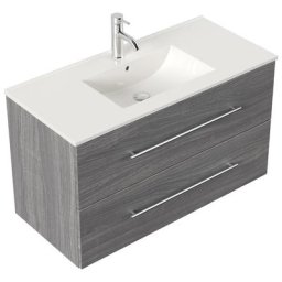 Meuble salle de bain Firenze 100 en décor chêne argenté