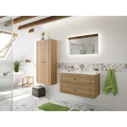 Ensemble meuble SDB Firenze 100 Cottage 4pcs miroir à LED Décor chêne