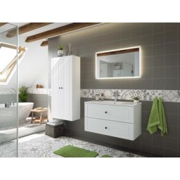 Ensemble meuble SDB Firenze 100 Cottage 4pcs miroir à LED Blanc brillant
