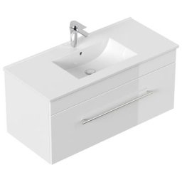 Meuble salle de bain SANTINI 100 blanc, façades blanches brillance