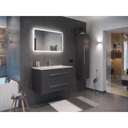 Ensemble de SDB Firenze 100 (3 Pièces/A) en anthracite satiné et miroir LED